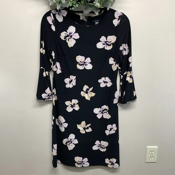 NWOT Tommy Hilfiger Floral Printed Jersey Bell Sleeve A-Line Dress 4 - Picture 2 of 16